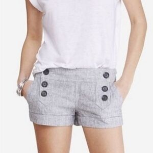 linen cotton sailor Shorts. Beach coastal lightweight button detail
